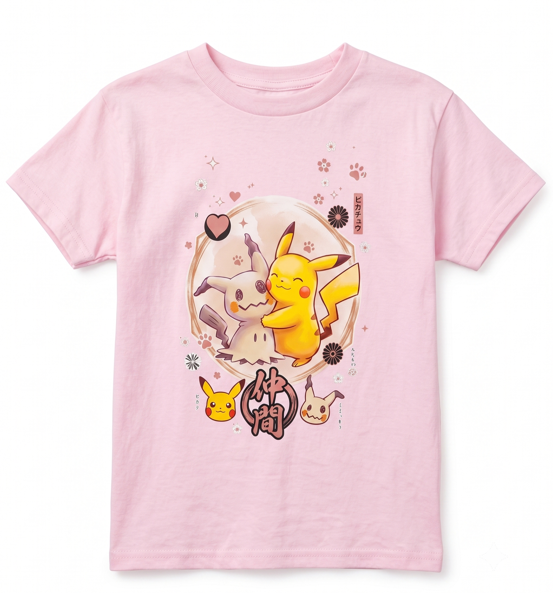 Pikachu & Mimikyu Hug "Nakama" Graphic Tee – Pink