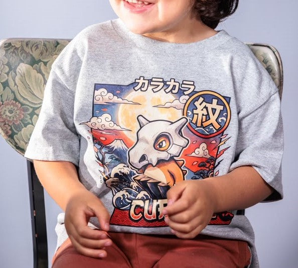 Kids Cubone Great Wave Tee – Heather Grey